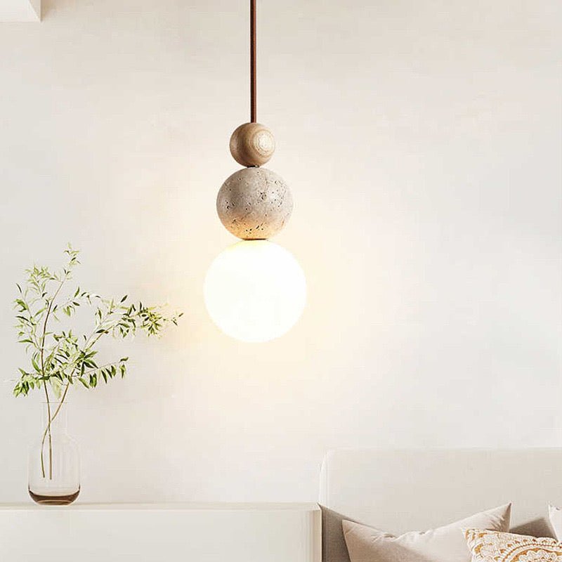ZENSTONE™ Pendant Lamp Collection – Rice Cave Stone & Wood Designs (Styles A–E) - SHAGHAF HOME