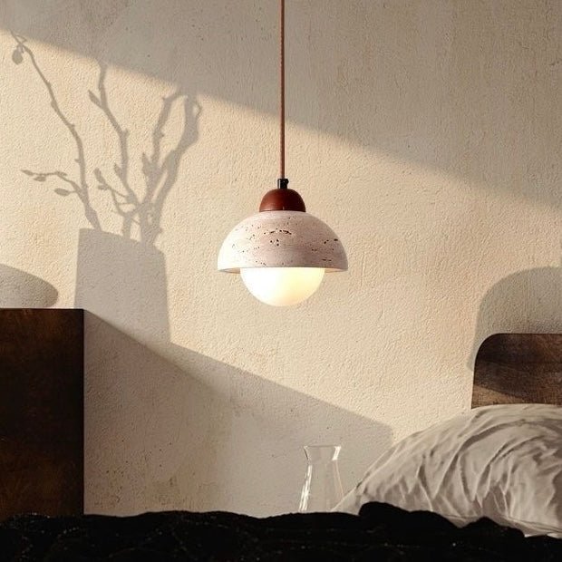 ZENSTONE™ Pendant Lamp Collection – Rice Cave Stone & Wood Designs (Styles A–E) - SHAGHAF HOME