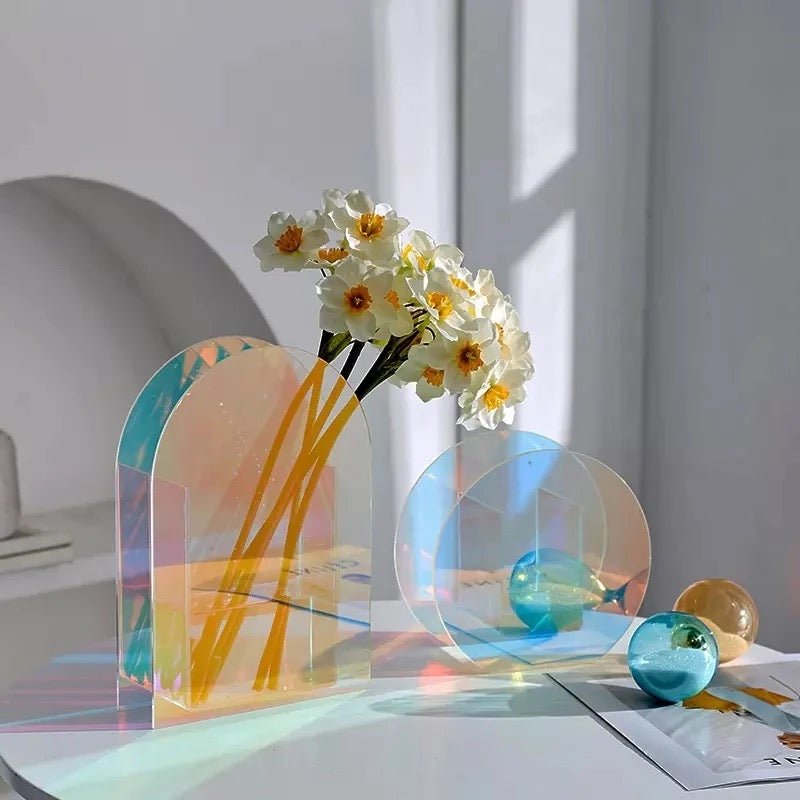 Acrylic rainbow decoration flowers Vases - SHAGHAF HOME