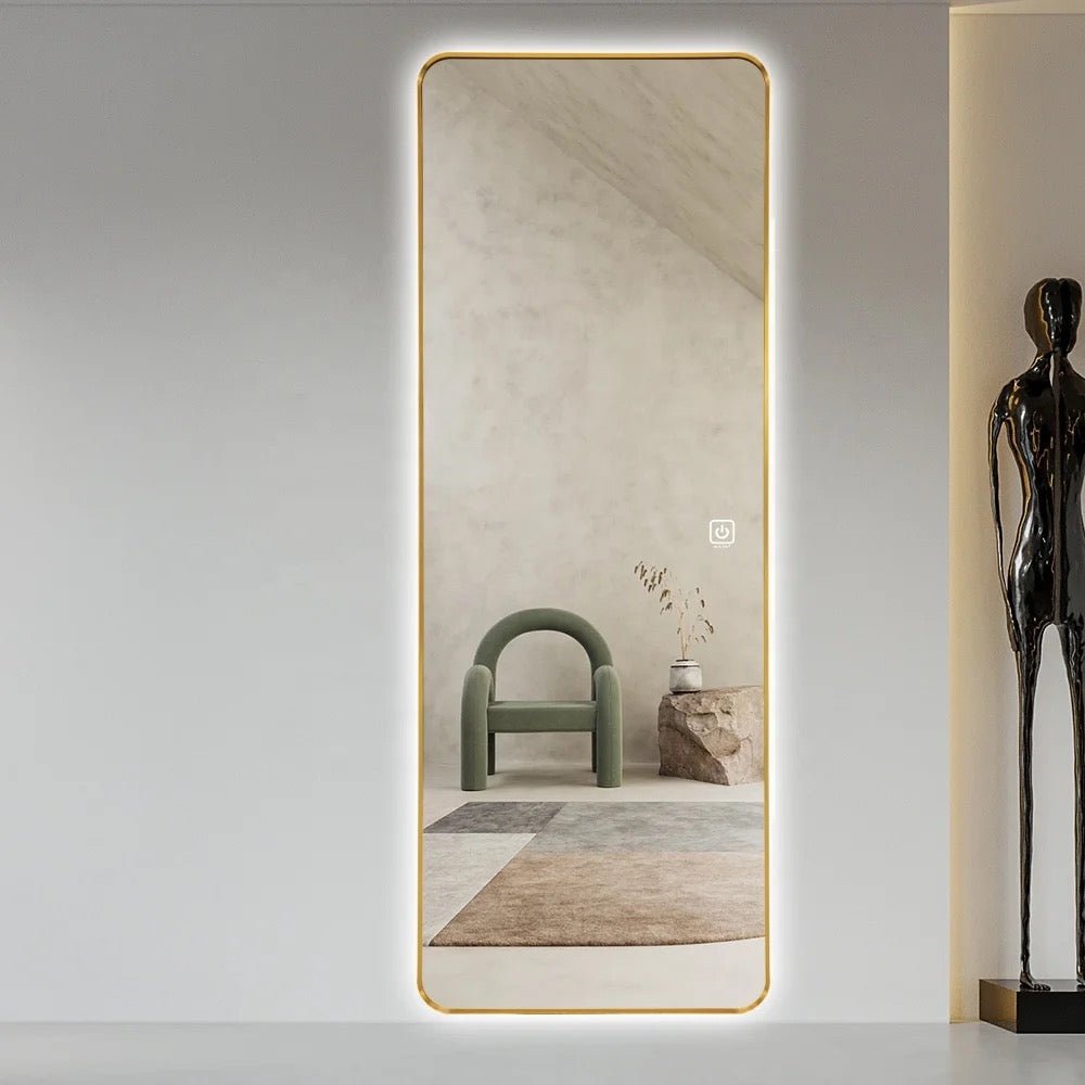 Backlight gold frame rectangular Mirror - SHAGHAF HOME