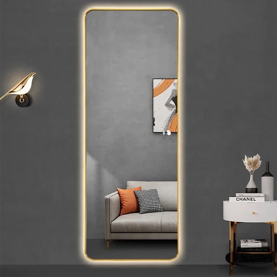 Backlight gold frame rectangular Mirror - SHAGHAF HOME