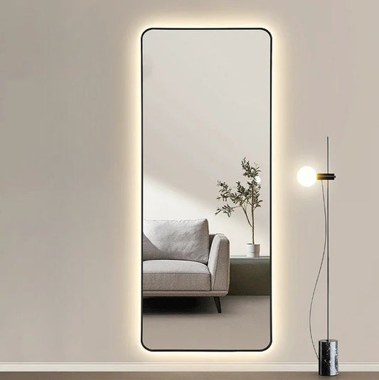 Backlit rectangular black framed mirror - SHAGHAF HOME