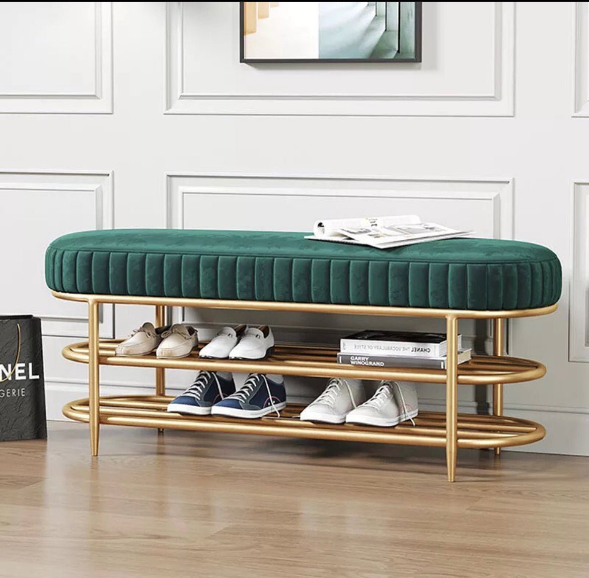 Bench Footstool with shoes shelves - SHAGHAF HOME
