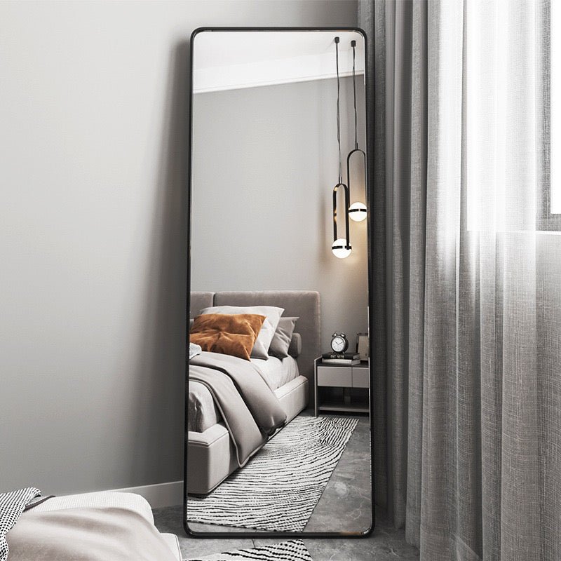 Black rectangular aluminum floor Mirror 114416 - SHAGHAF HOME