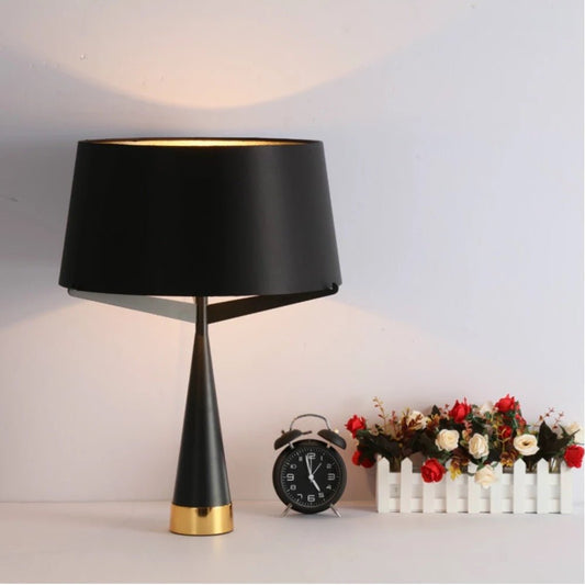 Black with gold lampshade table lamp - SHAGHAF HOME