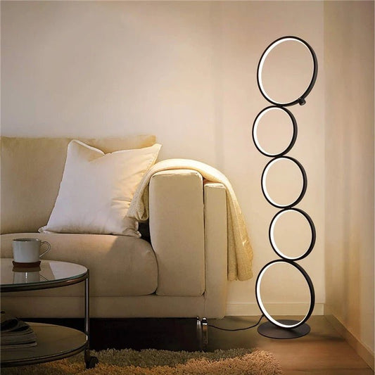 C5 Black LED Floor Lamp 5-Ring Novelty Dimmable Standing Lamp - SHAGHAF HOME