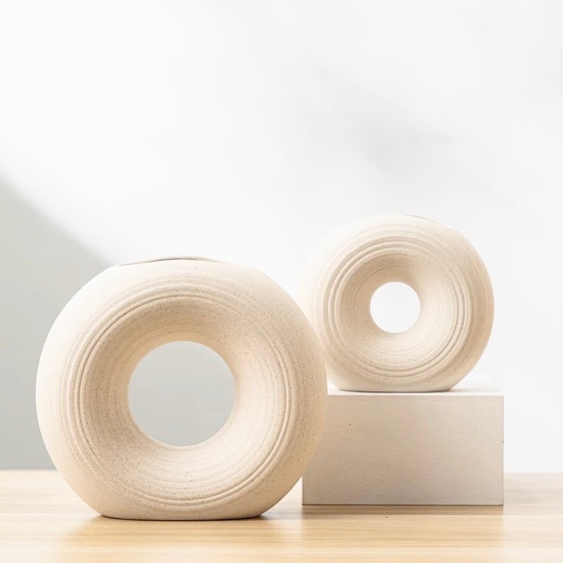 Donut Circle Ceramic Vase - SHAGHAF HOME
