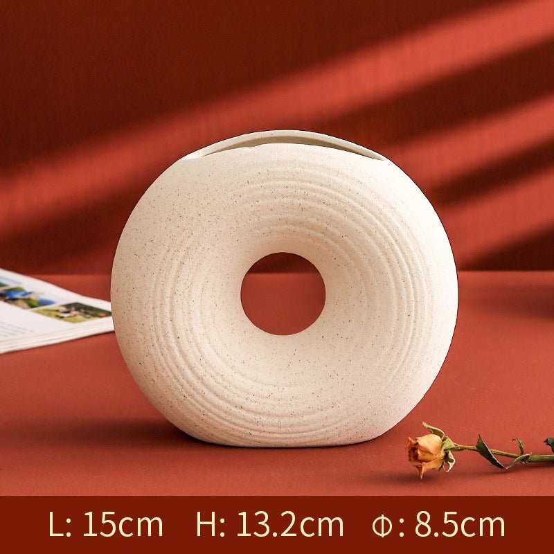 Donut Circle Ceramic Vase - SHAGHAF HOME