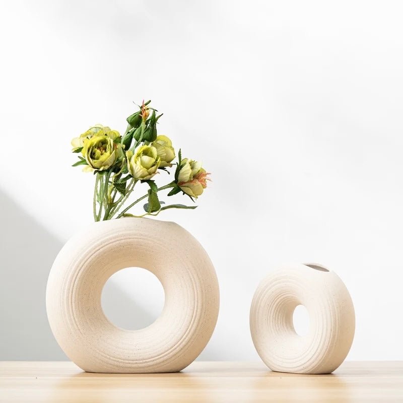 Donut Circle Ceramic Vase - SHAGHAF HOME