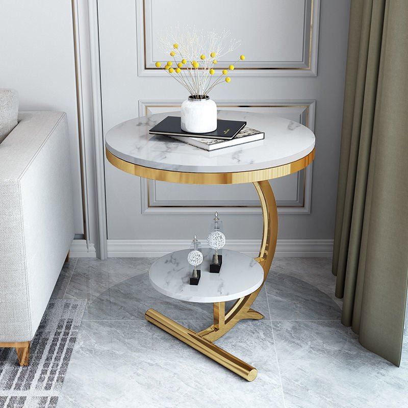 Elegant marble side table with gold base - SHAGHAF HOME