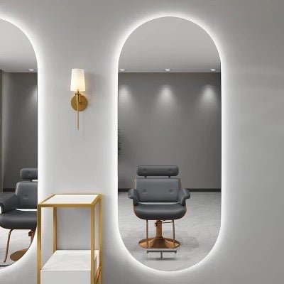 Frameless Oval wall mirror with hidden LED light - SHAGHAF HOME