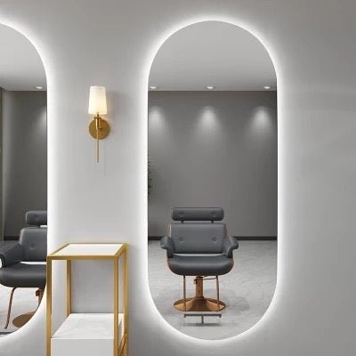 Frameless Oval wall mirror with hidden LED light - SHAGHAF HOME