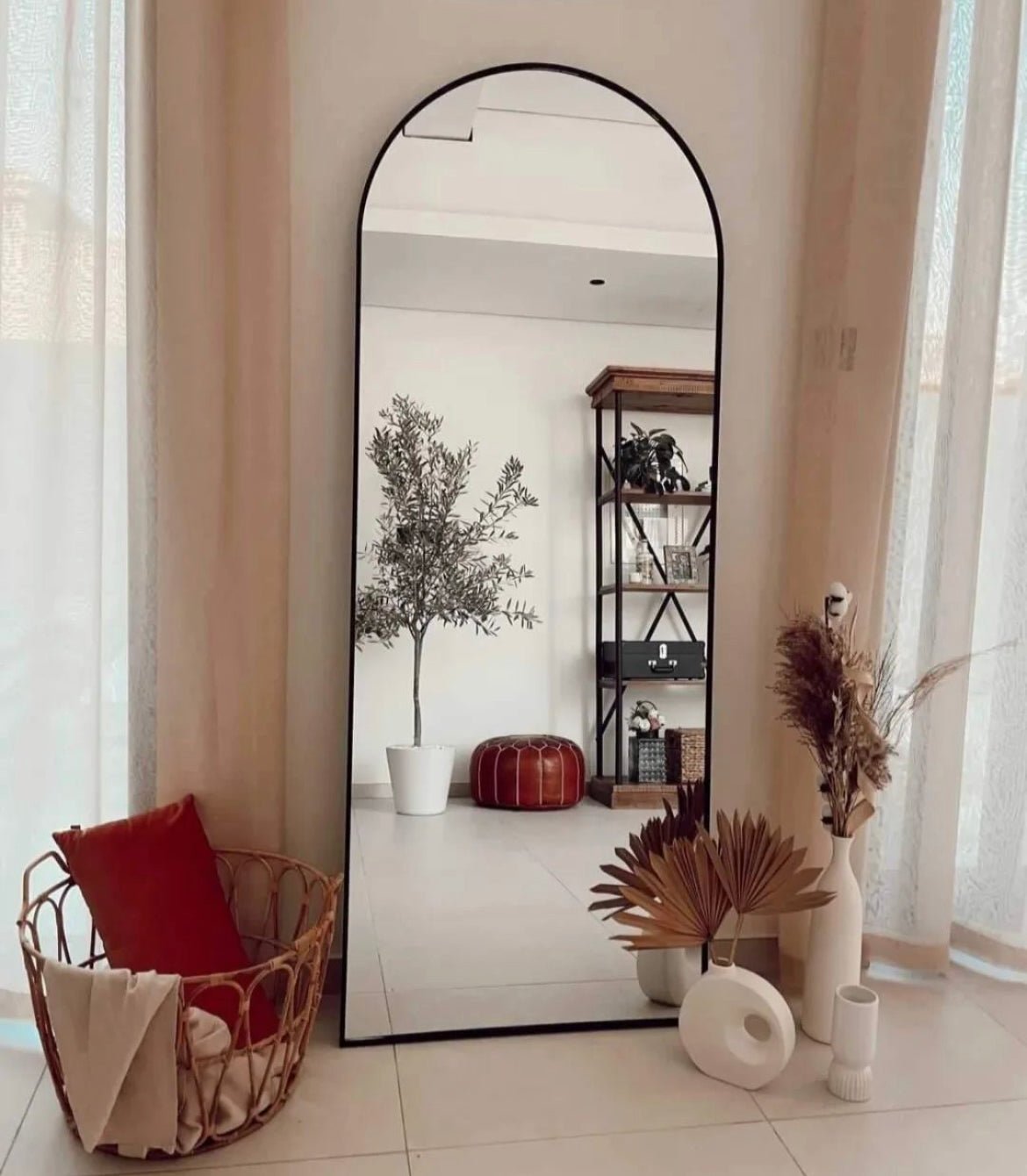 FULL LENGHT HALF MOON ARCH MIRROR (BLACK) - SHAGHAF HOME