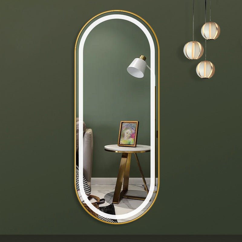 Gold frame oval LED mirror - SHAGHAF HOME
