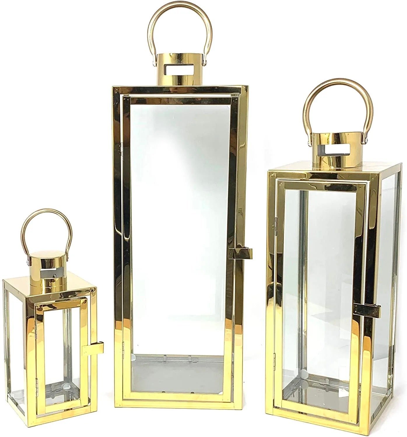 Gold Metal Lanterns set for home decorating - SHAGHAF HOME