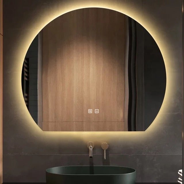 Half Moon Round Led Wall Mirror - SHAGHAF HOME
