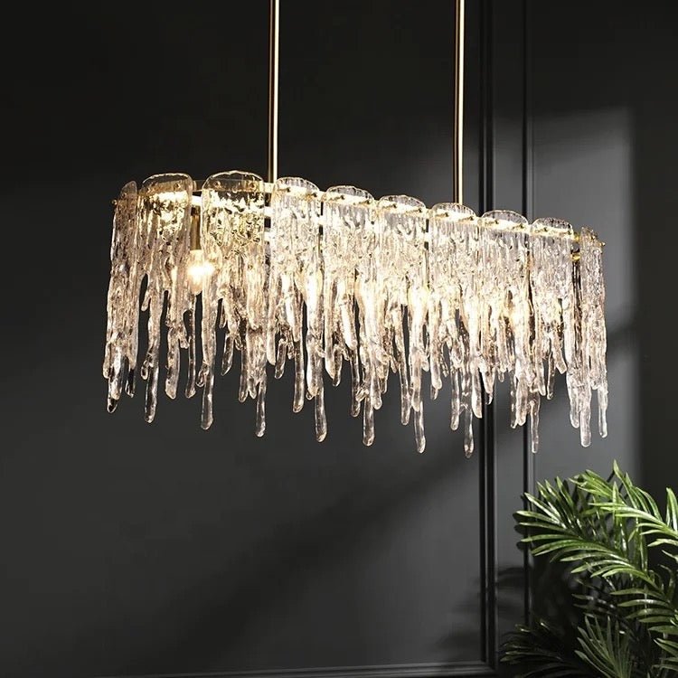 Icicle Shaped Glass Island Chandelier Lights Modern Living Room Hanging Pendant Lights - SHAGHAF HOME