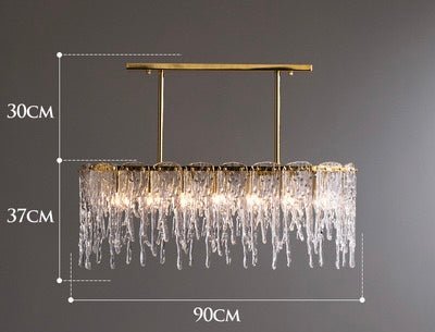 Icicle Shaped Glass Island Chandelier Lights Modern Living Room Hanging Pendant Lights - SHAGHAF HOME