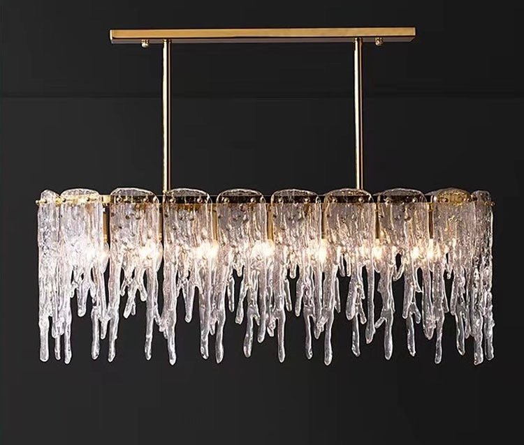 Icicle Shaped Glass Island Chandelier Lights Modern Living Room Hanging Pendant Lights - SHAGHAF HOME
