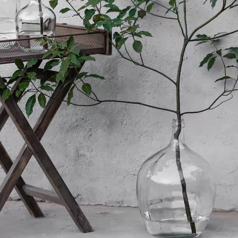 Large Clear Glass Floor Vase - SHAGHAF HOME