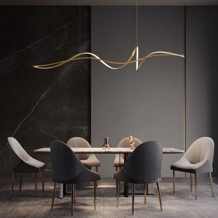 Line Art wavy pendant gold light - SHAGHAF HOME