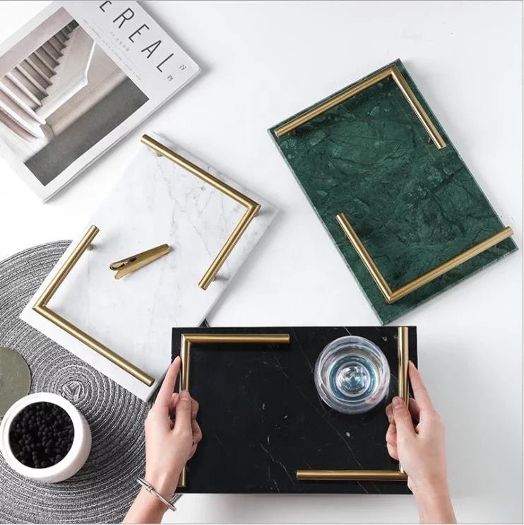 Marble L serving tray - SHAGHAF HOME