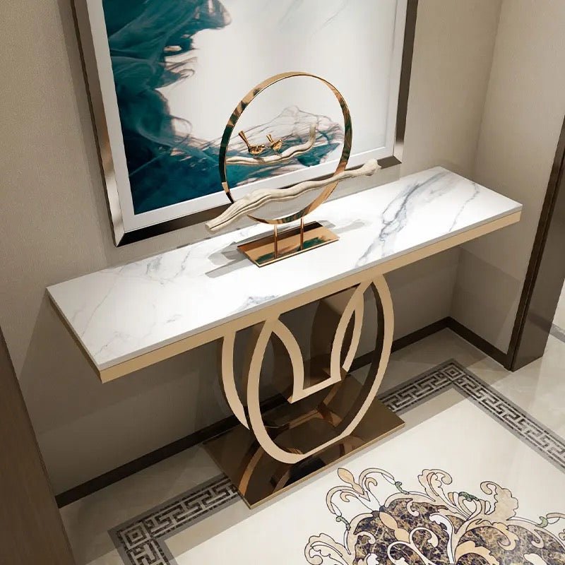 Marble with gold base entrance table - SHAGHAF HOME