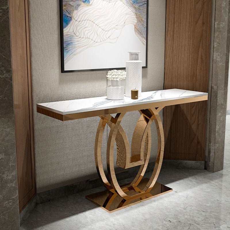 Marble with gold base entrance table - SHAGHAF HOME