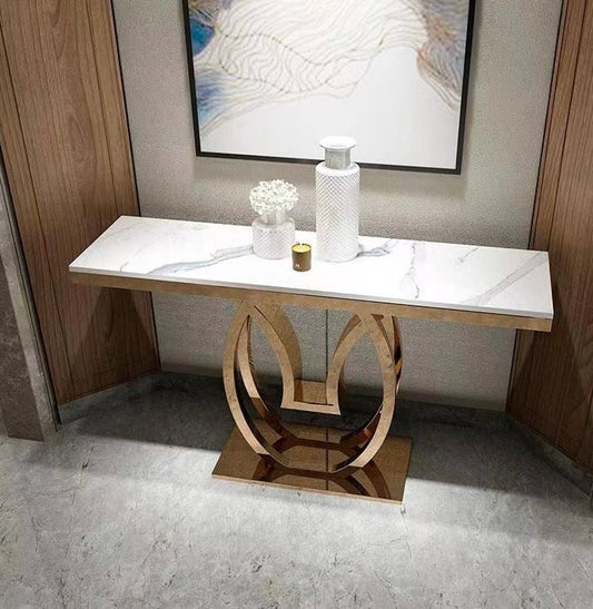 Marble with gold base entrance table - SHAGHAF HOME