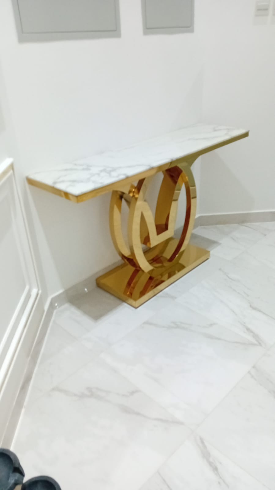 Marble with gold base entrance table - SHAGHAF HOME