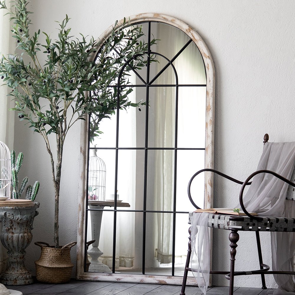 Med Century original wood arch Mirror - SHAGHAF HOME