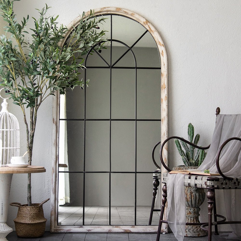 Med Century original wood arch Mirror - SHAGHAF HOME