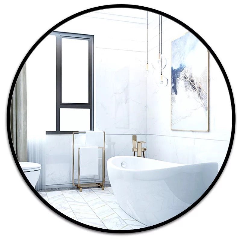 Medium Round Aluminum Black frame wall mirror 80x80 CM - SHAGHAF HOME