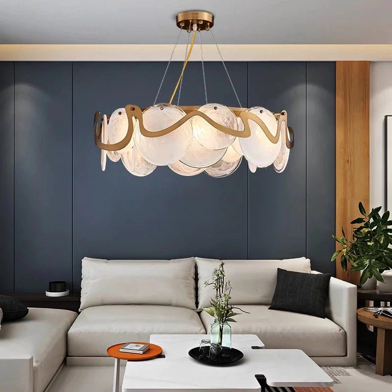 MODERN CLOUD GLASS LED PENDANT LIGHTS GOLD METAL LIVING - SHAGHAF HOME