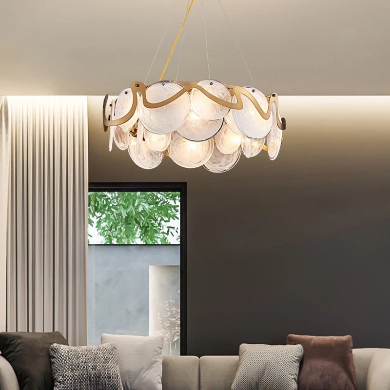 MODERN CLOUD GLASS LED PENDANT LIGHTS GOLD METAL LIVING - SHAGHAF HOME