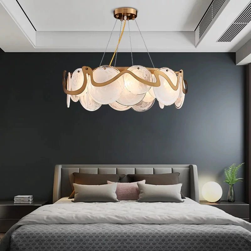 MODERN CLOUD GLASS LED PENDANT LIGHTS GOLD METAL LIVING - SHAGHAF HOME