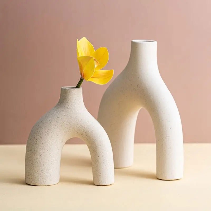 Modern creamy white vases set - SHAGHAF HOME