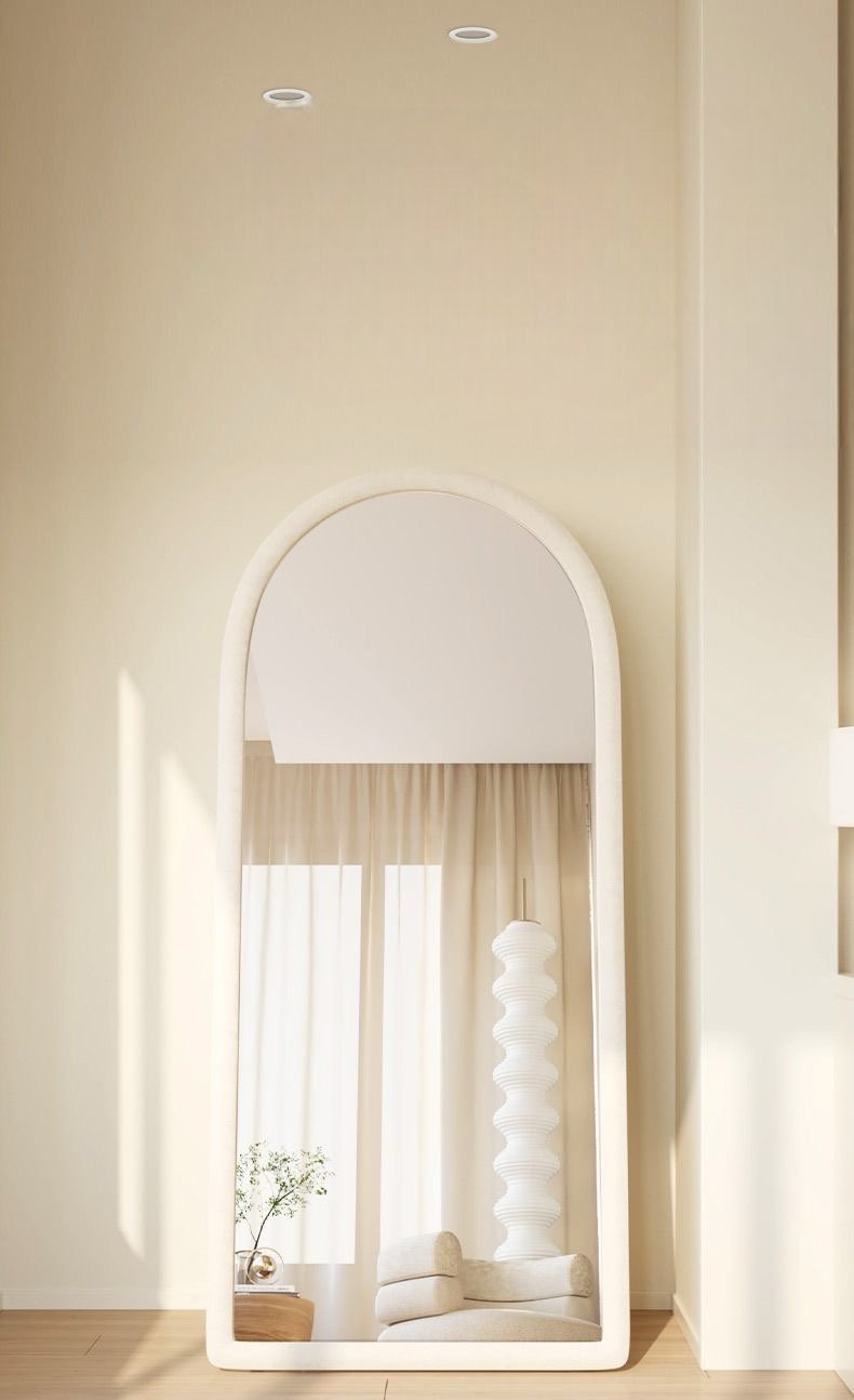 Off white velvet frame Arch Mirror - SHAGHAF HOME