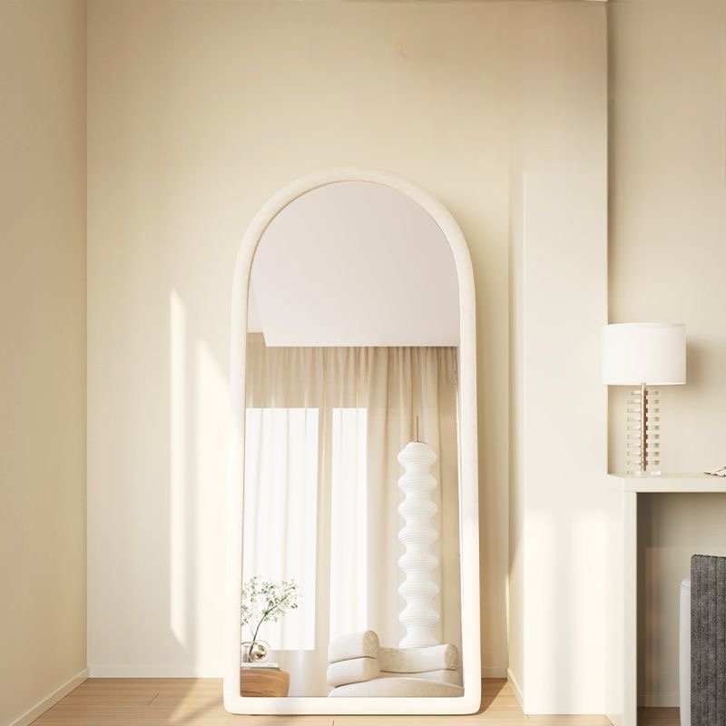 Off white velvet frame Arch Mirror - SHAGHAF HOME