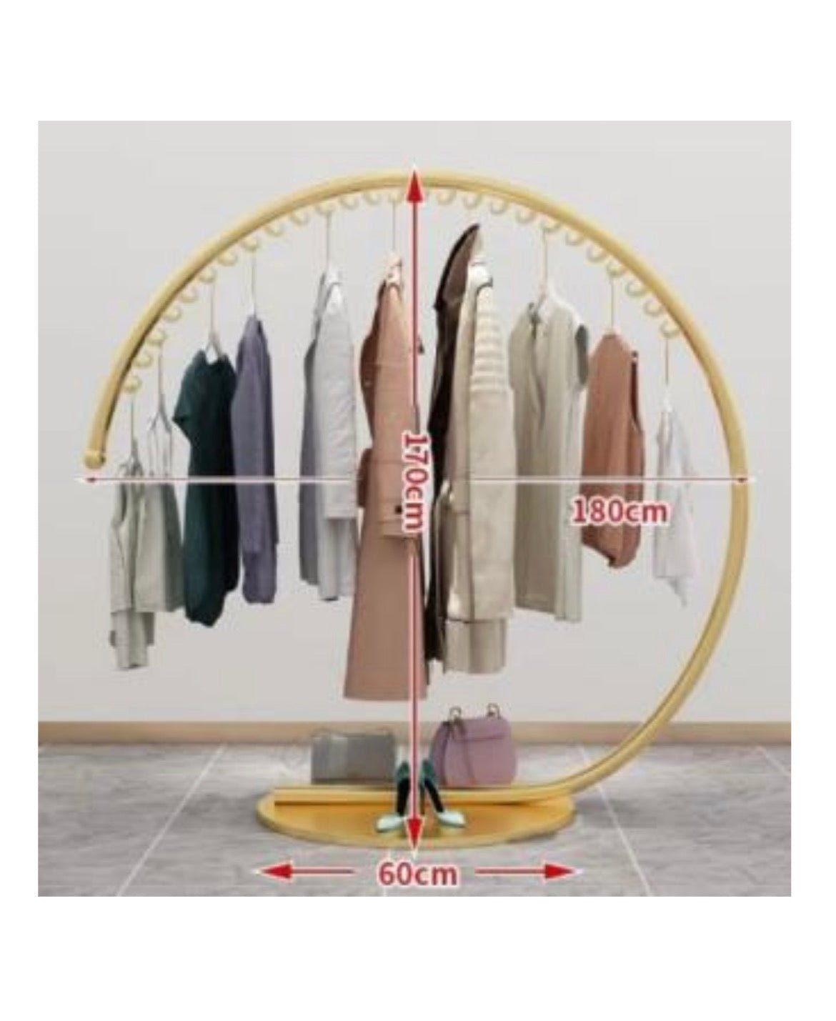 Open circle clothes RACK (GOLD METAL) hanger - SHAGHAF HOME