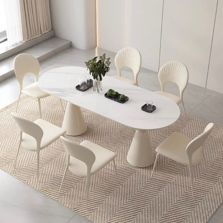 VALENTINA white dining table set (With 6 Chairs) - SHAGHAF HOME