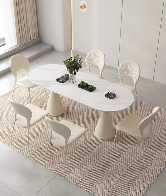 VALENTINA white dining table set (With 6 Chairs) - SHAGHAF HOME