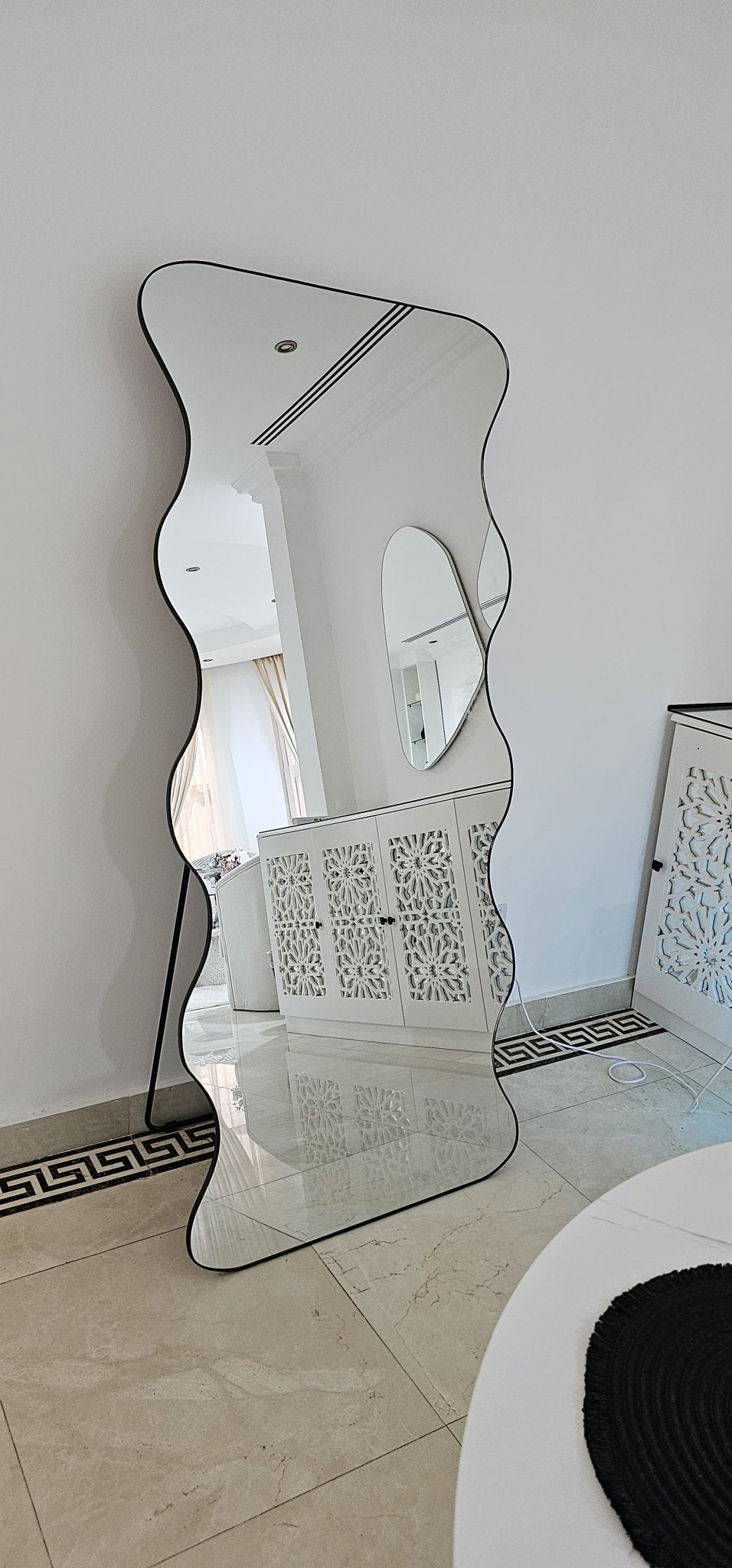Wavy wiggly black frame full length Mirror - SHAGHAF HOME