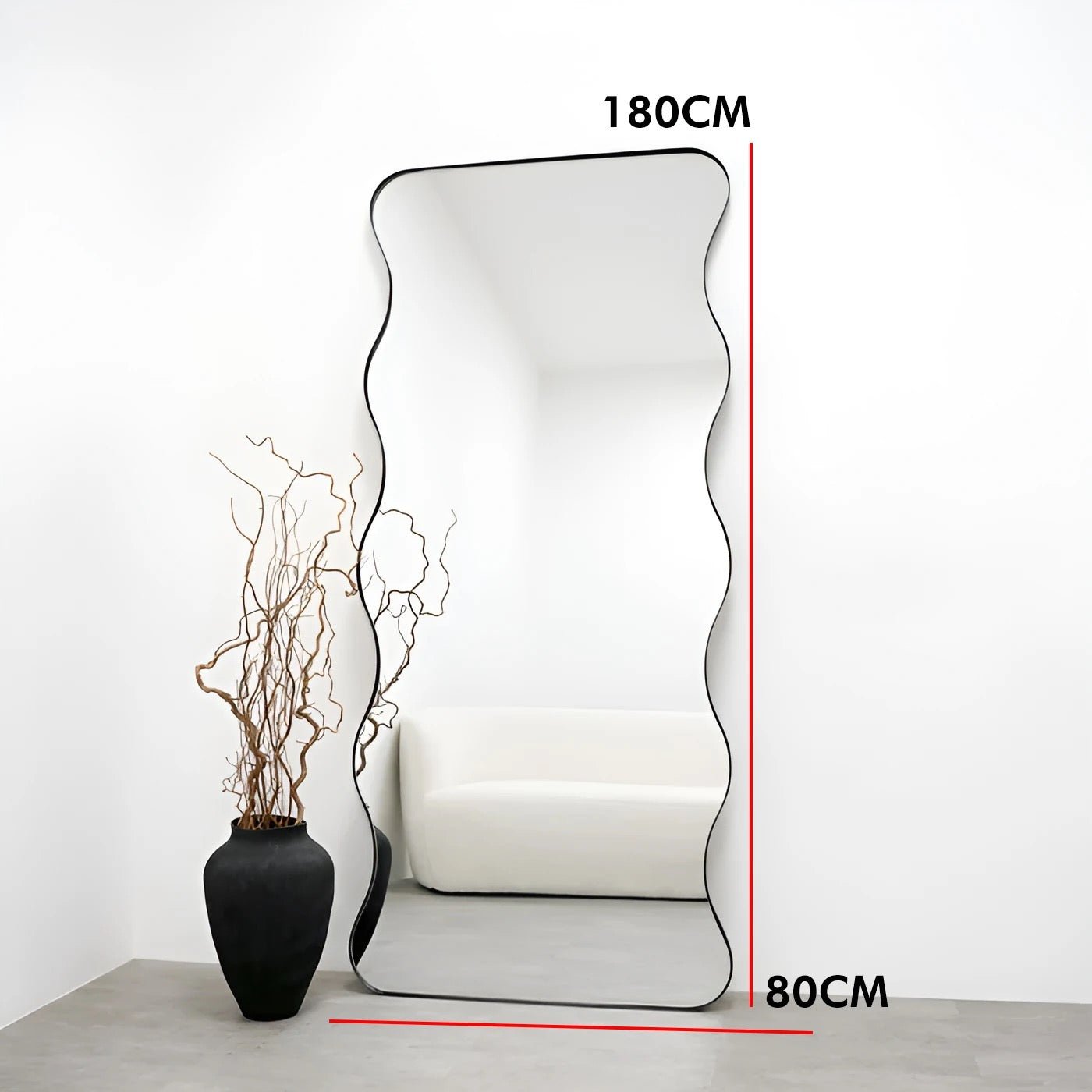 Wavy wiggly black frame full length Mirror - SHAGHAF HOME