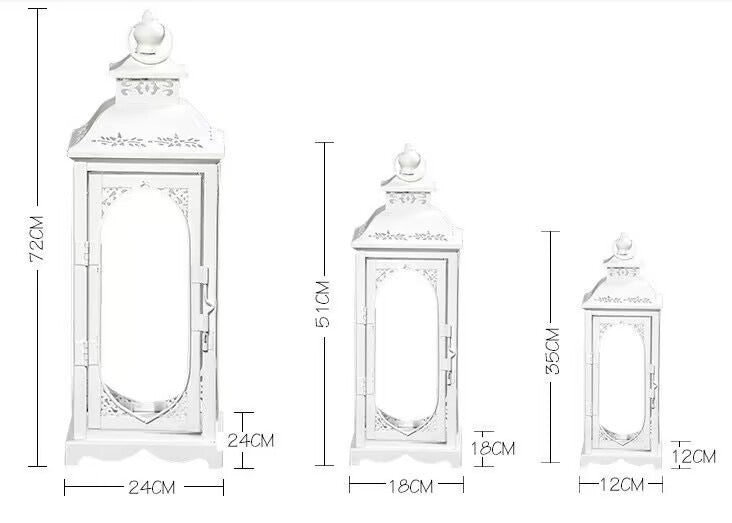 White art shape candle lantern set - SHAGHAF HOME