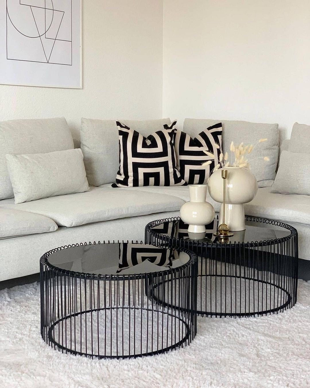 Wire black Coffee table set - SHAGHAF HOME
