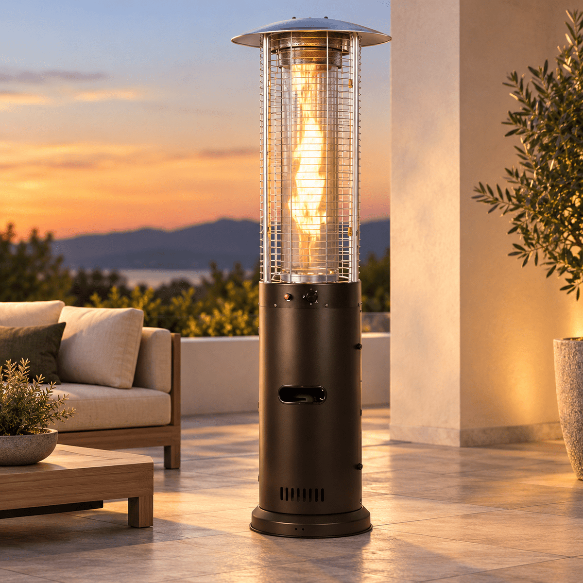 15KW Outdoor Patio Gas Heater with Glass Flame Tube - SHAGHAF HOME