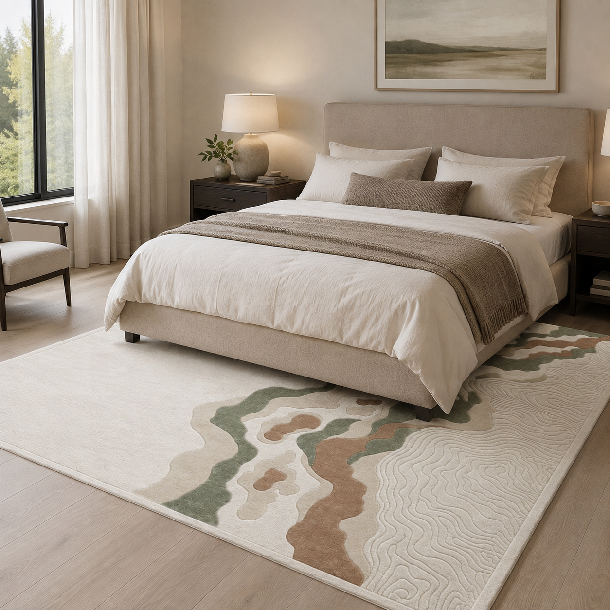 Seyra Sage Abstract Textured Rug – 200 × 300 cm