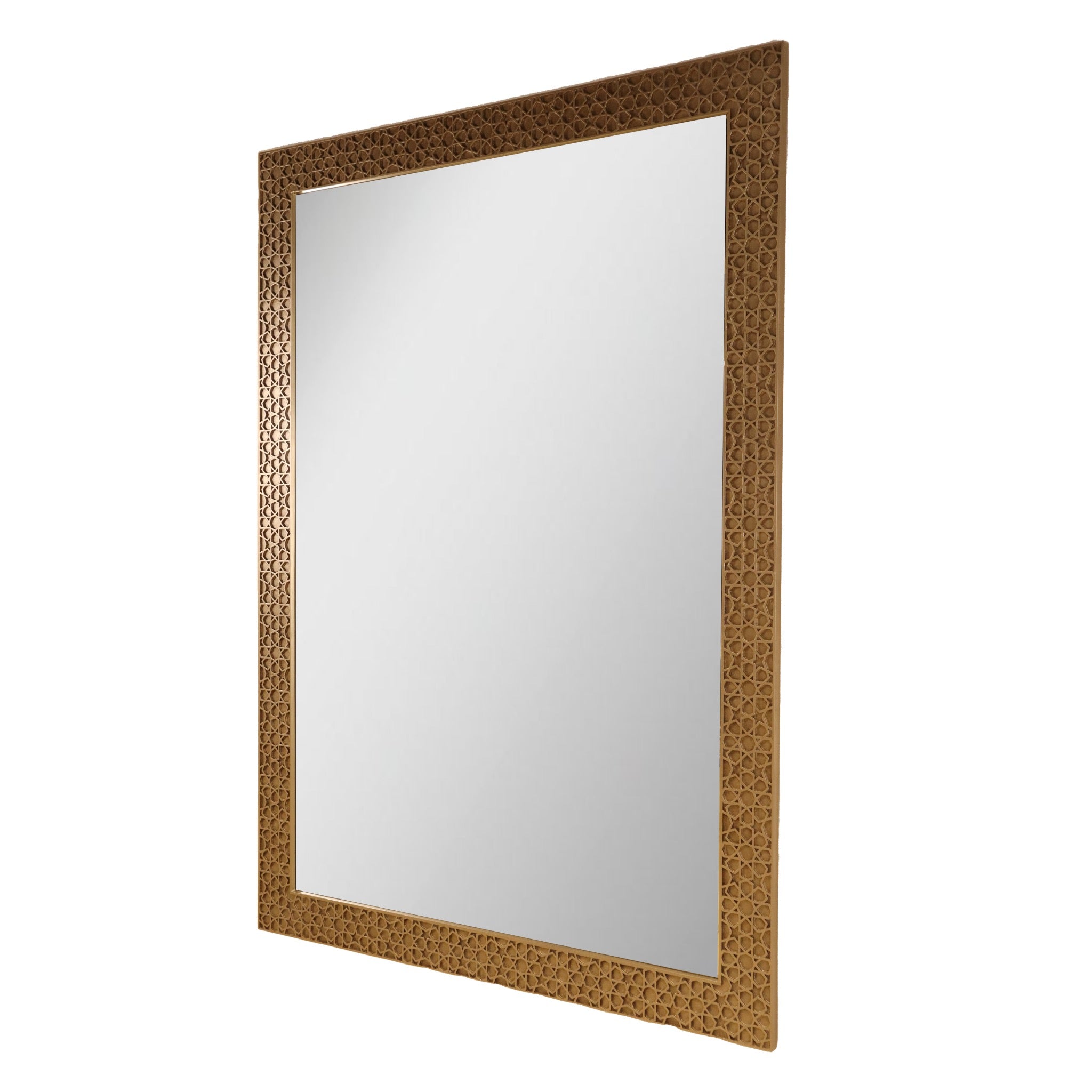 Damascus Hand-Carved Walnut Mirror - Star Motif
