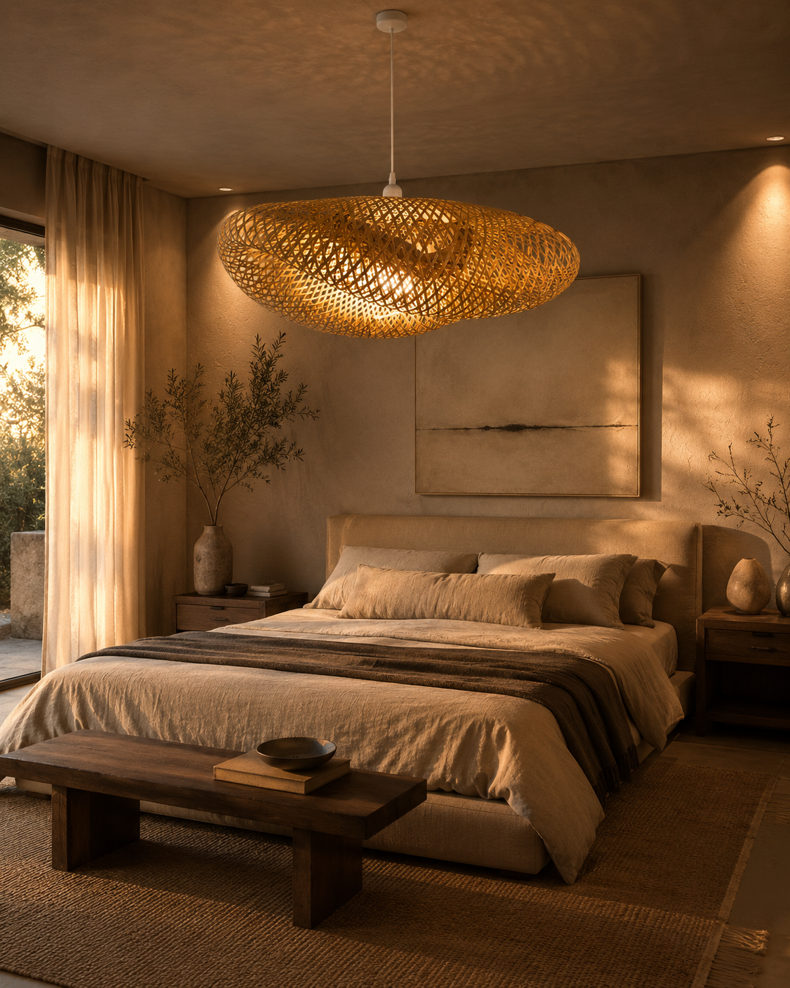 Aurelio Organic Bamboo Pendant Lamp – 100CM